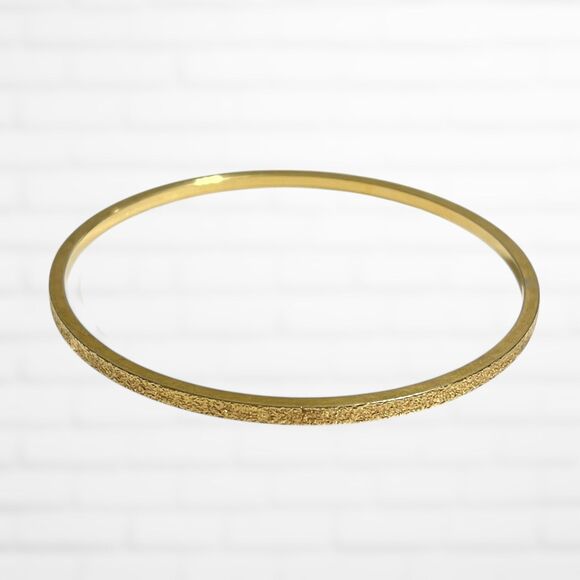Monet Bangle Bracelet Gold Tone Textured Metal Classic Minimalist Thin Jewelry - Picture 5 of 5